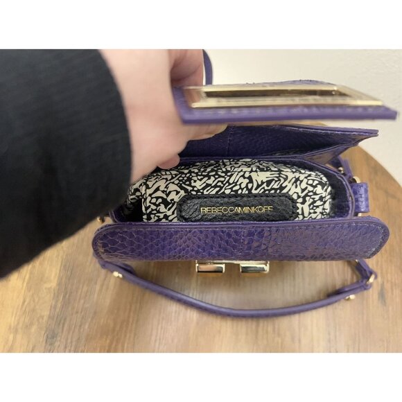 Rebecca Minkoff - Embossed Leather Shoulder Bag - Purple - Picture 5 of 9